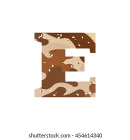Letter E logo with desert camouflage. Vector design for banner, presentation, web page, card, labels or posters.