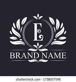 Letter E logo design. Alphabet E luxurious logo, vintage ornamental luxury logo.