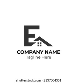 Letter E Logo Design with Architecture Element