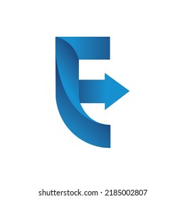 Diseño de logotipo de letra E con símbolo de flecha