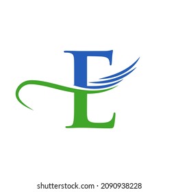 Letter E Logo Design Business Sign. Unique Logo Design E Letter, Creative And Minimalist Concept