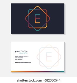 letter E logo design, Business card template, Graphic design elements for company logo, Initial logo
