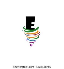 a Letter E Logo Design with colorful tornado