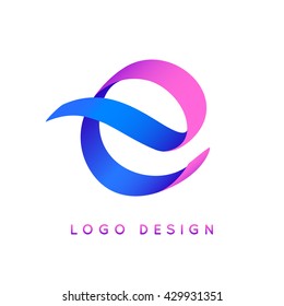 Letter "E" logo design. Colorful ribbon.