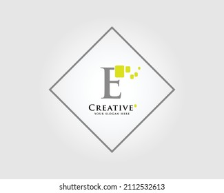 The Letter E Logo Design with a combination of green squares is suitable for your business brand.