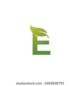 The letter E logo design is combined with a leaf logo. Suitable for a company symbol.