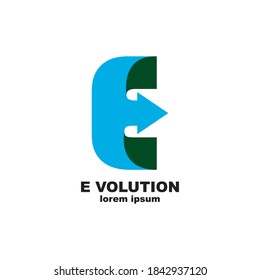 letter E logo design concept, Evolution logo template vector illustration
