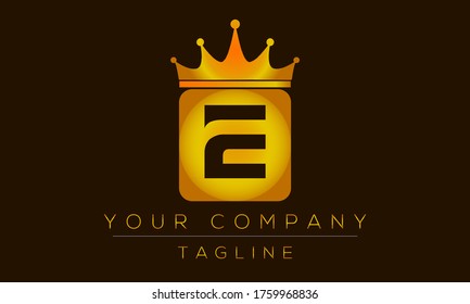 Letter E Logo Design, Creative Modern Icon E With Crown Head
