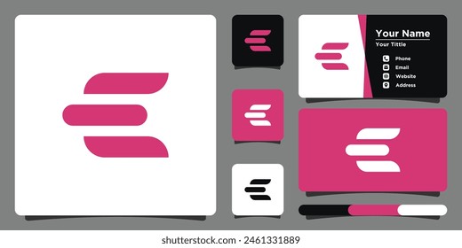 Letter e logo design with creative concept and business card. Premium Vector