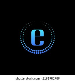 Letter e Logo Design With Dotted Circle Shape.