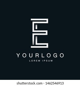 Letter E Logo Design in Labyrinth form Vector Template