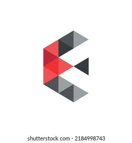 Letter E Logo Design Made of Minimal Prisms and Triangles