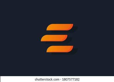 Letter E logo design . modern letter E logo with orange color . vector illustration eps10