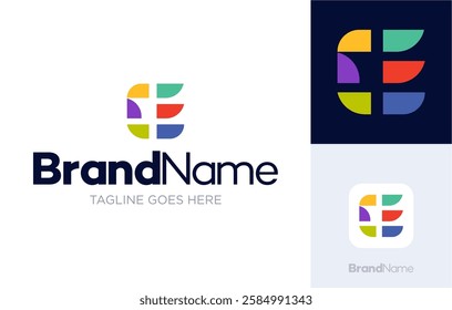 Letter E logo design, modern abstract geometric colorful design illustrations, Logotype concept symbol icon vector templates, Usable for Growing Business, Branding, Identity, Marketing, etc.