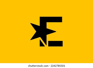 letter E logo design, letter E with Star combination, flat design logo template, vector illustration