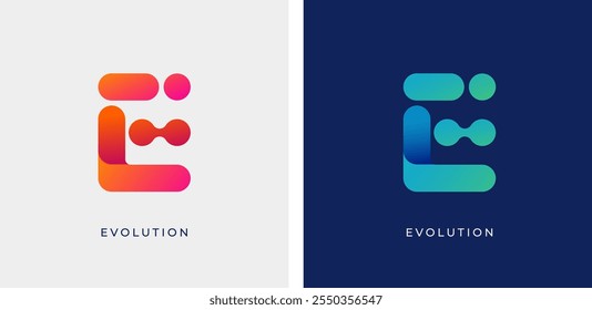 Letter E logo design. Tech, medical, colorful logo, element and illustration. Vector Concept design