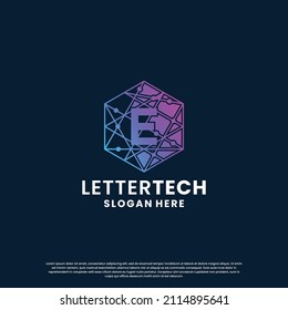 letter E logo design for technology, science and lab business company identity