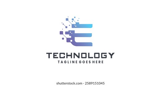 Letter E logo design for technology