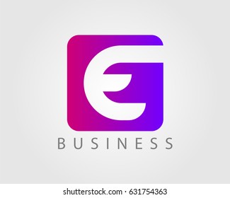 Letter E logo design template with square