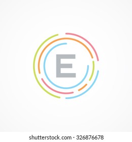 Letter E logo design template,Business,Colorful creative sign,vector icon,lines letters,Typographic elements,modern,company name brand.round,rings,circle