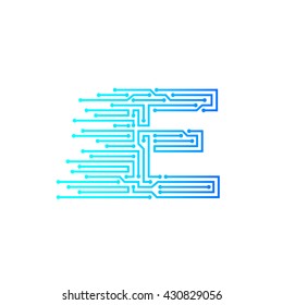 Letter E logo design template,technology,electronics,digital,logotype
