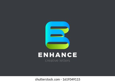 Letter E Logo design vector template Ribbon Font style Typography.