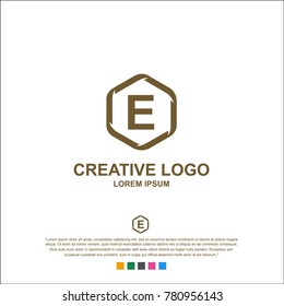 letter e, e logo, e letter design. word type logo.  abstract. The logo comes from a hexagon. vector.