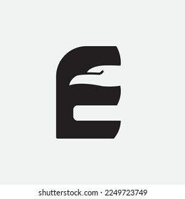 Letter E logo eagle icon bird. Negative space design