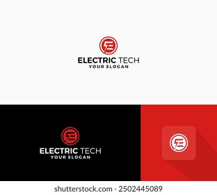 letter E logo electricity symbol,