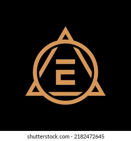 Letter E logo elegant monogram thin lines medieval minimal style