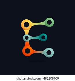 Letter E logo formed by chain. Connection icon. Vector elements for posters, t-shirts and cards. 