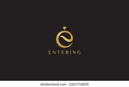 Letter E logo formed diamond ring symbol with simple and modern style