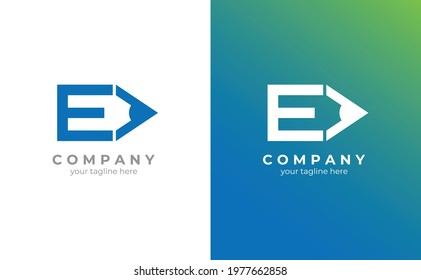 letter E logo, forming a pencil. Simple and powerful. Vector logo EPS 10.