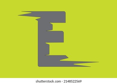 LETTER E LOGO. GRAY COLOR. EASY GREEN BACKGROUND. VECTOR TEMPLATES