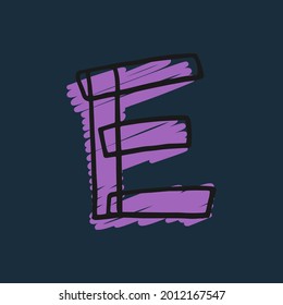 Letter E logo hand-drawn with felt-tip and marker strokes. Perfect to use in any comic strip pages, preschool posters, cute identity, etc.