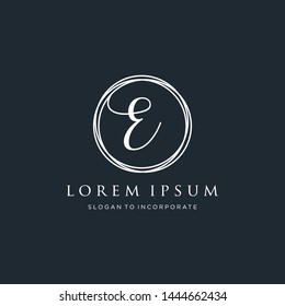 Letter E Logo, handwriting template , circle concept - Vector