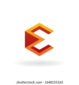 letra e logotipo con plantilla de hexágono