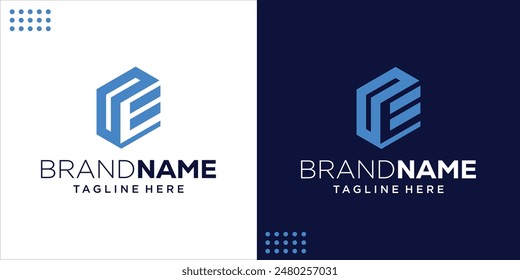 letter E logo hexagonal , Design Inspiration, Illustration, Vector