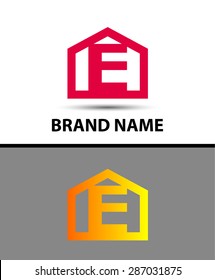 Letter e logo with home icon
