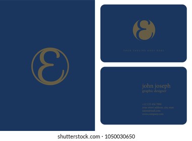 Letter E Logo icon with business card vector template. 

