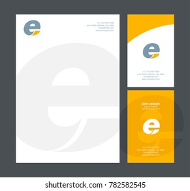 Letter E Logo icon with business card and letter head vector template. 

