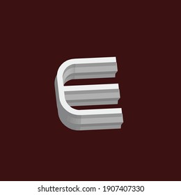 Letter E Logo Icon Design With 3d Style Vector Illustration.