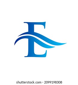 Diseño del icono del logotipo de la letra E. Plantilla De Logotipo De Marca De Onda De Letra K Moderna, Plana Y Minimalista
