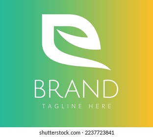 Letter E logo icon design template elements. Initial letter E logo with leaf icon isolated on green background. Nature, organic, fresh concept. Usable for Branding and Business Logos.
