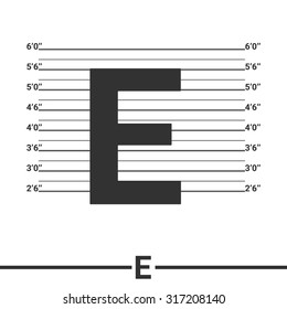 Letter E logo icon design .  Concept  white police lineup or mugshot vector background