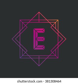 Letter E logo icon design template. E letter outline monogram. Gradient vector illustration.