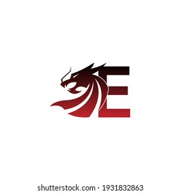 Letter E logo icon with dragon design vector illustration