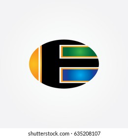 letter E logo, icon ellipse 