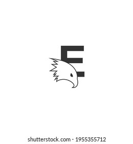 Letter E logo icon with falcon head design symbol template vector