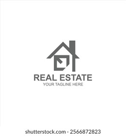 letter e logo icon for home, real estate, or building with creative illustration